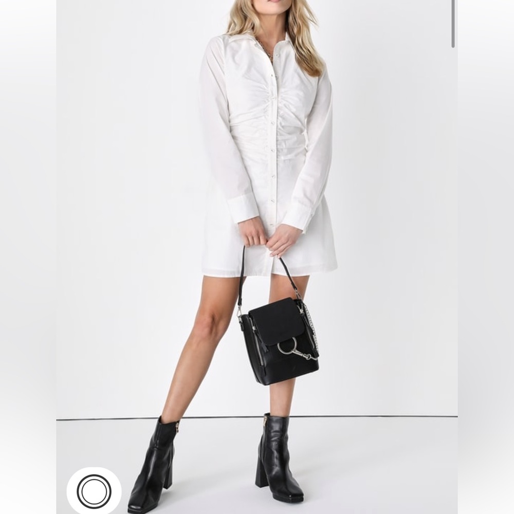 Lulus white collared button up shirt mini dress- size medium, new with tag.
